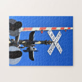 Spoorweg over de weg met poort legpuzzel (Horizontaal)