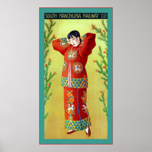 Spoorweg rond Manchuria - Vintage Poster