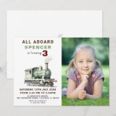 spoorweg-thema verjaardagsfoto uitnodigen kaart (Voorkant / Achterkant)