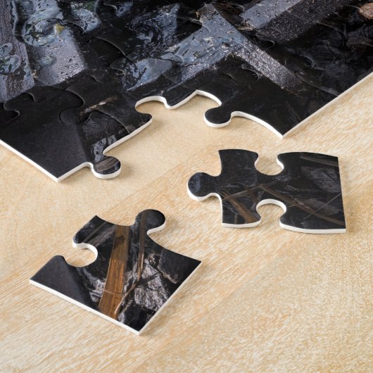 Spoorweg verdwijnt op afstand legpuzzel (Zijkant)