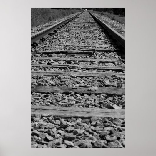 Spoorweg volgt zwart-wit poster (Voorkant)