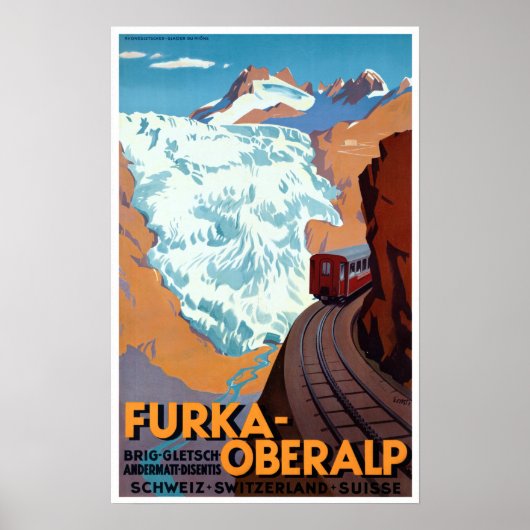 spoorweg Zwitserland Alps Travel Poster (Voorkant)