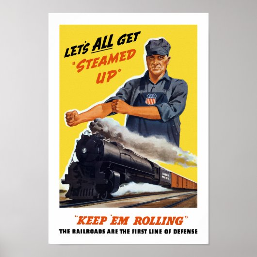 Spoorwegen zijn de eerste verdedigingslinie — WW2 Poster (Voorkant)