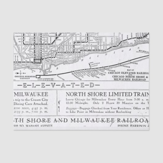  spoorwegenkaart Milwaukee Tissuepapier (Voorkant)