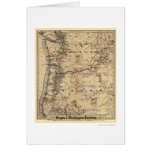 Spoorwegkaart 1880 van Oregon en Washington (Voorkant)