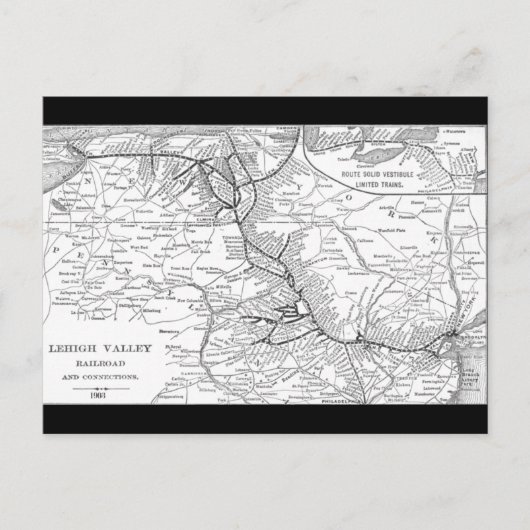Spoorwegkaart 1903 van de Lehigh Valley Briefkaart (Voorkant)