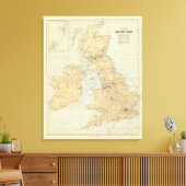 Spoorwegkaart, Britse eilanden Canvas Afdruk (Insitu (Woonkamer))