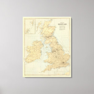 Spoorwegkaart, Britse eilanden Canvas Afdruk