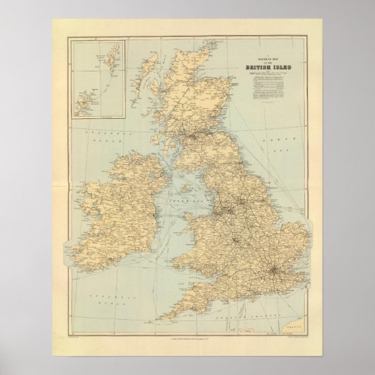 Spoorwegkaart, Britse eilanden Poster (Voorkant)