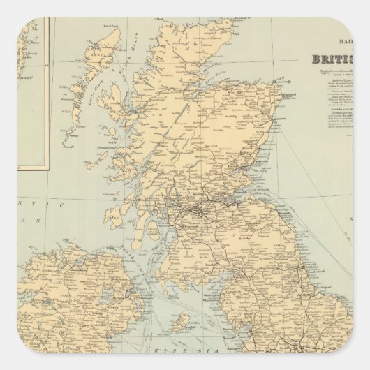 Spoorwegkaart, Britse eilanden Vierkante Sticker (Voorkant)