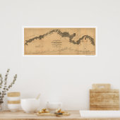 Spoorwegkaart Gettysburg 1839 Poster (Keuken)