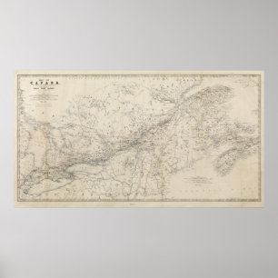 Spoorwegkaart Grand Trunk circa 1860 Poster