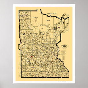 Spoorwegkaart Minnesota 1897 Poster