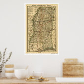Spoorwegkaart Mississippi 1888 Poster (Keuken)