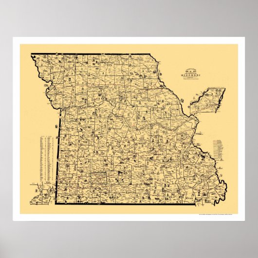 Spoorwegkaart Missouri 1897 Poster (Voorkant)
