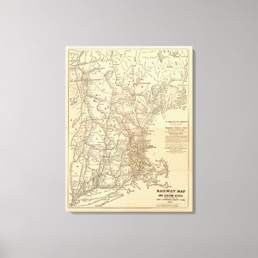 Spoorwegkaart Nieuwe Engelstalige staten Canvas Afdruk (Voorkant)