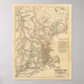 Spoorwegkaart Nieuwe Engelstalige staten Poster (Voorkant)