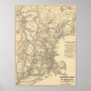 Spoorwegkaart Nieuwe Engelstalige staten Poster