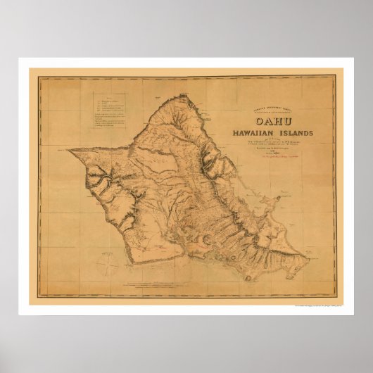 Spoorwegkaart Oahu Hawaii 1881 Poster (Voorkant)