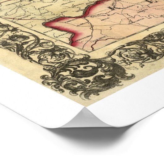 Spoorwegkaart Ohio 1854 Poster (Hoek)