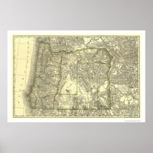 Spoorwegkaart Oregon 1876 Poster