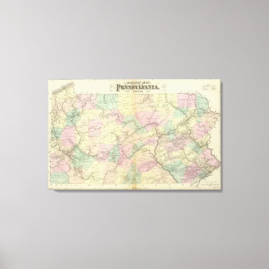 Spoorwegkaart Penn Canvas Afdruk (Voorkant)