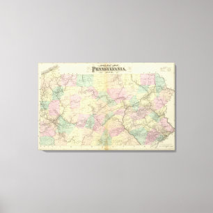 Spoorwegkaart Penn Canvas Afdruk