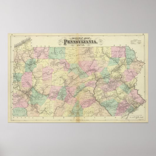 Spoorwegkaart Penn Poster (Voorkant)