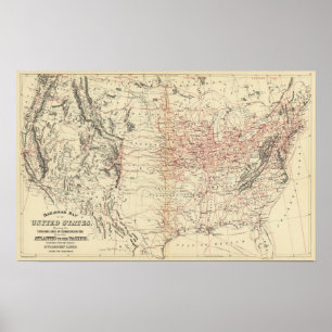 Spoorwegkaart US Poster
