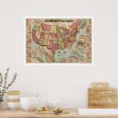 Spoorwegkaart van de Amerikaanse Unie 1872 Poster (Keuken)