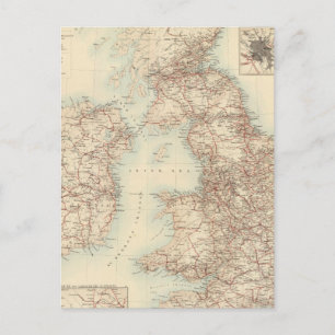 Spoorwegkaart van de Britse eilanden Briefkaart