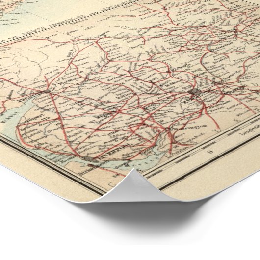 Spoorwegkaart van de Britse eilanden Poster (Hoek)