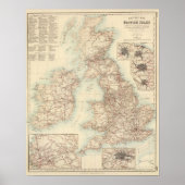 Spoorwegkaart van de Britse eilanden Poster (Voorkant)