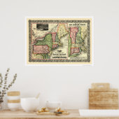 Spoorwegkaart van de oostelijke staten 1856 poster (Keuken)