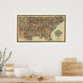 Spoorwegkaart van de zuidelijke Staten 1864 Poster (Keuken)