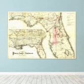  Spoorwegkaart van Florida (1882) Canvas Afdruk (Insitu (Houten vloer))