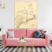 Spoorwegkaart van Maine Canvas Afdruk (Insitu (Woonkamer))