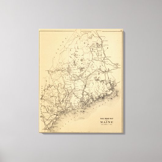 Spoorwegkaart van Maine Canvas Afdruk (Voorkant)