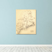 Spoorwegkaart van Maine Canvas Afdruk (Insitu (Houten vloer))