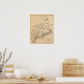 Spoorwegkaart van Maine Poster (Keuken)