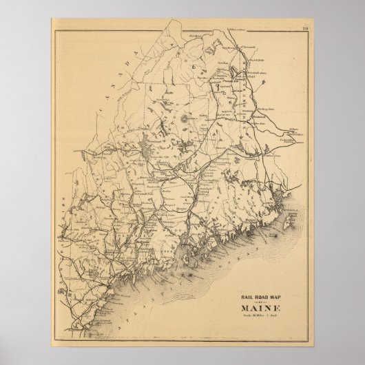 Spoorwegkaart van Maine Poster (Voorkant)