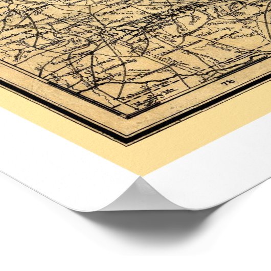 Spoorwegkaart Zuid-Maryland 1881 Poster (Hoek)