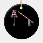 Spoorwegkruising Barrier Sign Halloween Costume D Keramisch Ornament (Achterkant)