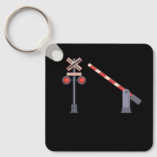 Spoorwegkruising Barrier Sign Halloween Costume D Sleutelhanger (Voorkant)