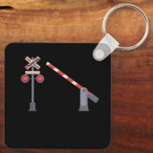 Spoorwegkruising Barrier Sign Halloween Costume D Sleutelhanger (Achterkant)