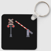 Spoorwegkruising Barrier Sign Halloween Costume D Sleutelhanger (Achterkant)