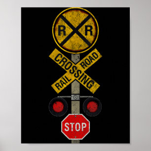 Spoorwegkruising Locomotief Model Trein Liefhebber Poster