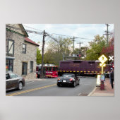 Spoorwegkruising met trein poster (Voorkant)