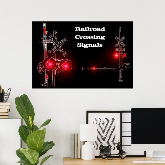 Spoorwegkruising Signals Neon Poster (Thuiskantoor)