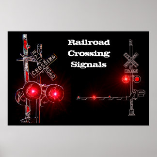 Spoorwegkruising Signals Neon Poster